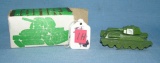 All cast metal 3 1/2 inch toy tank with original box