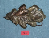 Leaf shaped brass belt buckle