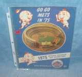 Vintage 1975 NY Mets program and score card