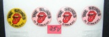 Group of 4 Rolling Stones in concert pin back buttons