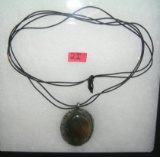 Natural stone necklace in cast metal holder