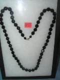 Vintage black onyx hand cut crystal necklace