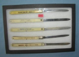 Collection of celluloid and stainless steel fruit knives