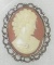 Cameo style pin with semi precious stone