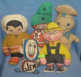 Group of vintage cartoon and advertising dolls