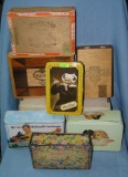 Large group of advertising tins and cigar boxes