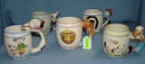 Group of 5 porcelain children's milk mugs