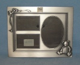 Decorative pewter 3 panel picture frame