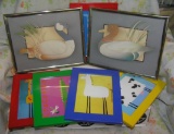 Box of picture frames includes a pair of waterfowl prints