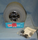 Pair of mobile cart or accessory chrome rims and tires