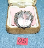 Quality costume jewelry ring with a large clear stone