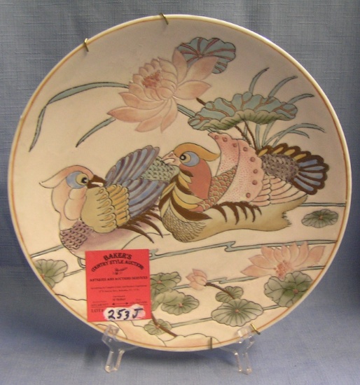 Bird decorated hand painted collector plate