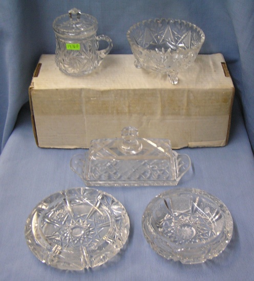 Early hand cut crystal serving pieces