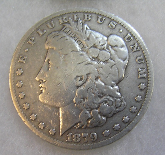 1879 Morgan silver dollar in very good condition