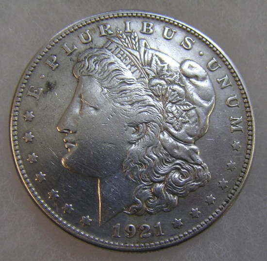 1921S Morgan silver dollar in fine condition