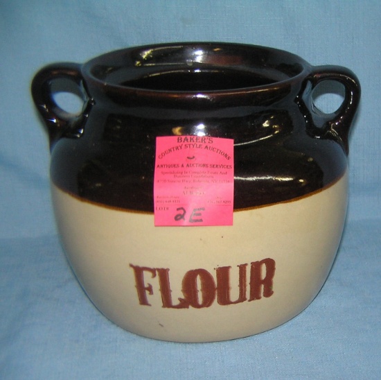 Antique stoneware flour crock