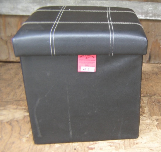 Upolstered hassock with storage compatment