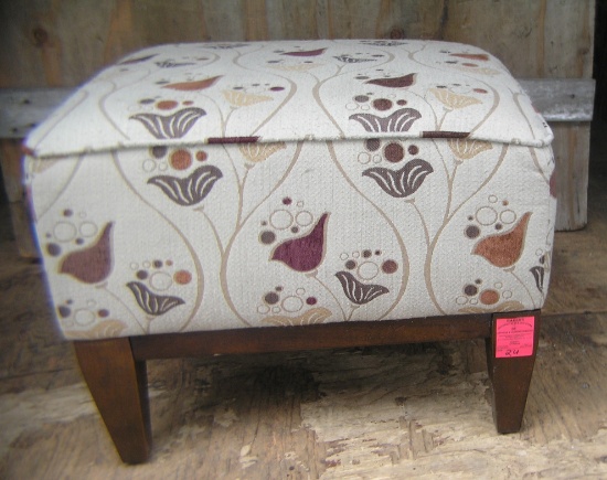 Large upolstered and walnut decorated ottoman