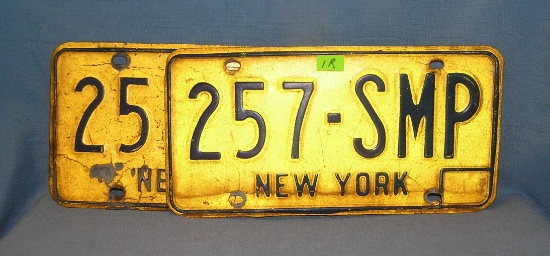 Pair of vintage NY state license plates