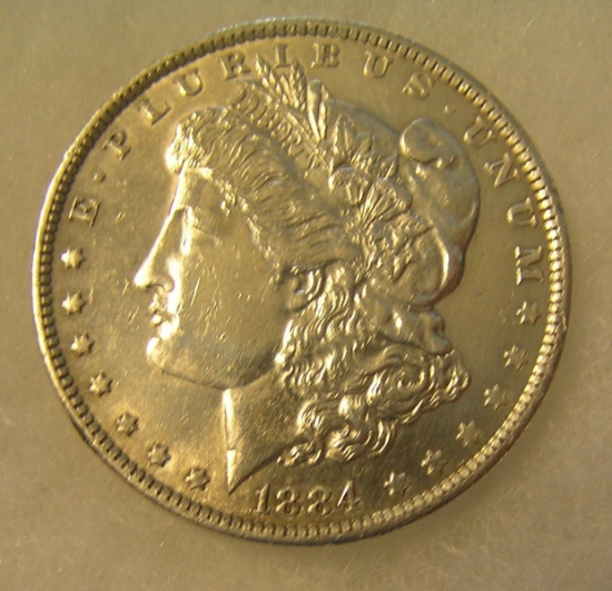 1884-O Morgan silver dollar in fine condition