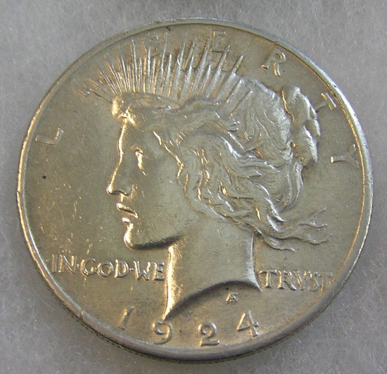 1924 Lady Liberty Peace Silver Dollar in very good condition