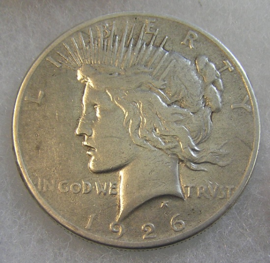 1926S Lady Liberty Peace Silver Dollar in very good condition