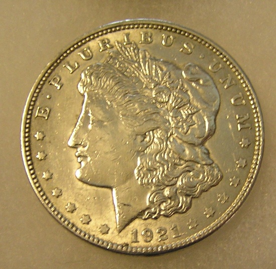 1921 Morgan silver dollar in fine condition