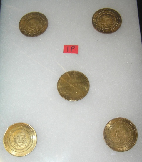 Group of state of Hawaii brass commemorative medallions