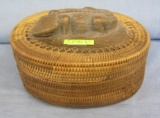 Alligator themed wood and wicker basket