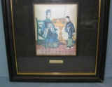 Silk Oriental art work matted and framed