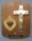 Vintage crucifix and Sacred Heart plaque