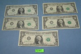Group of vintage US one dollar bills