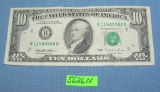 Vintage old style small portrait US ten dollar bill