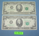 Vintage old style small portrait US $20 bills