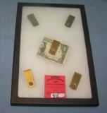 Group of vintage gold plated money clips