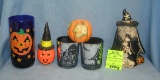 Vint. & mod. porcelain & glass Halloween decorations