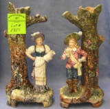 Pair of high quality majolica figurines
