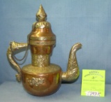 Copper and brass decorative tea pot