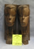 Pair of teakwood hand carved figural bookends
