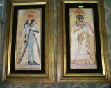 Pair of Egyptian art pieces matted and framed