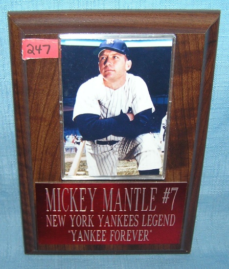 Mickey Mantle baseball card and commemmorative plaque