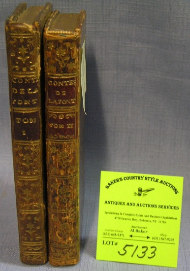 Pair of antique leather bound books