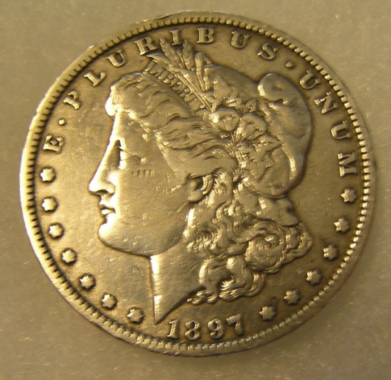 1897O Morgan silver dollar in fine condition