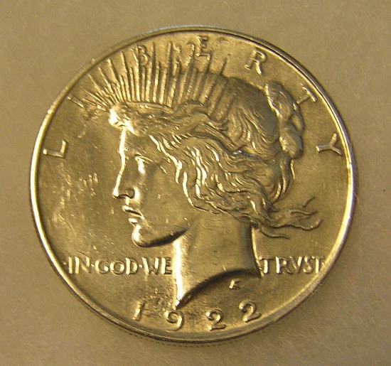 1922 Lady Liberty Peace silver dollar in fine condition