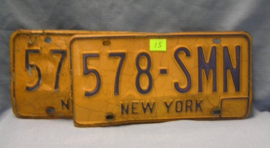 Pair of vintage NY state license plates