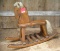 Wood, leather and mohair rocking horse with glass eyes