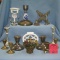 Group of vintage candle holders and more