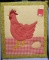 Vintage quilt work hen and egg themed matted artwork