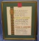 Vintage Scroll and honor award in beautiful gold frame
