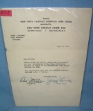 Autographed Dean Martin and Jerry Lewis thank you letter